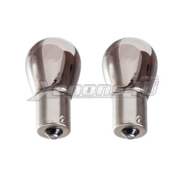 BAU15S PY21W 581 Amber Silver Chromed Light Bulbs