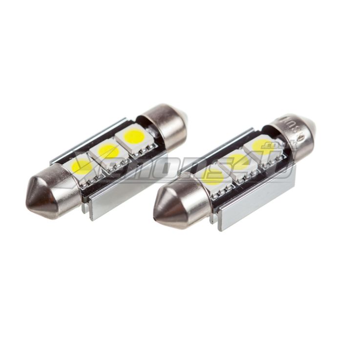  36mm C5W 3 SMD 5050 LED Festoon Canbus Bulbs White