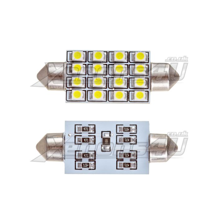 42mm C10W 16 SMD LED Canbus 265 Festoon Bulbs White