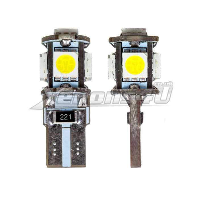W5W T10 501 5 SMD 5050 LED Canbus Wedge Bulbs