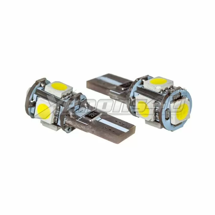TuningPros LEDRS-T10-R5 Rear Signal LED Light Bulbs T10 Wedge 5 Flux LED Red 2-pc Set 