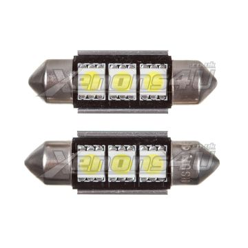  36mm C5W 3 SMD 5050 LED Festoon Canbus Bulbs White