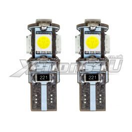 TuningPros LEDRS-T10-R5 Rear Signal LED Light Bulbs T10 Wedge 5 Flux LED Red 2-pc Set 