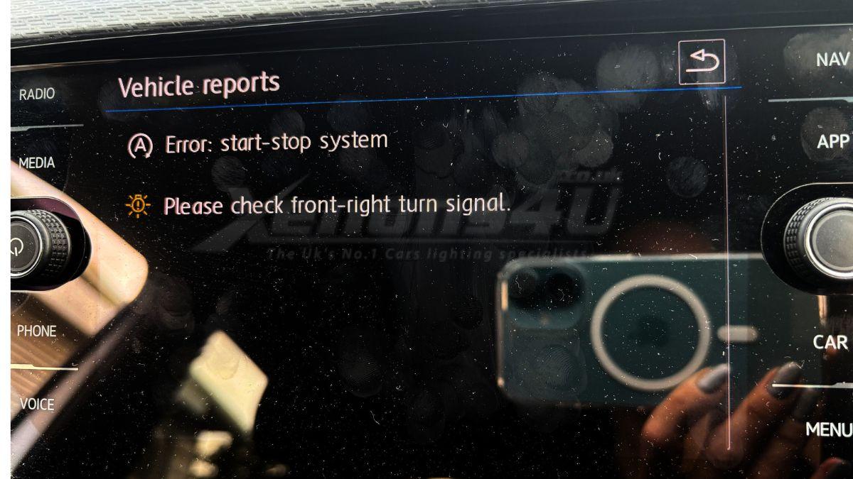 VW T-Cross C11 Please check the front-right turn signal warning message