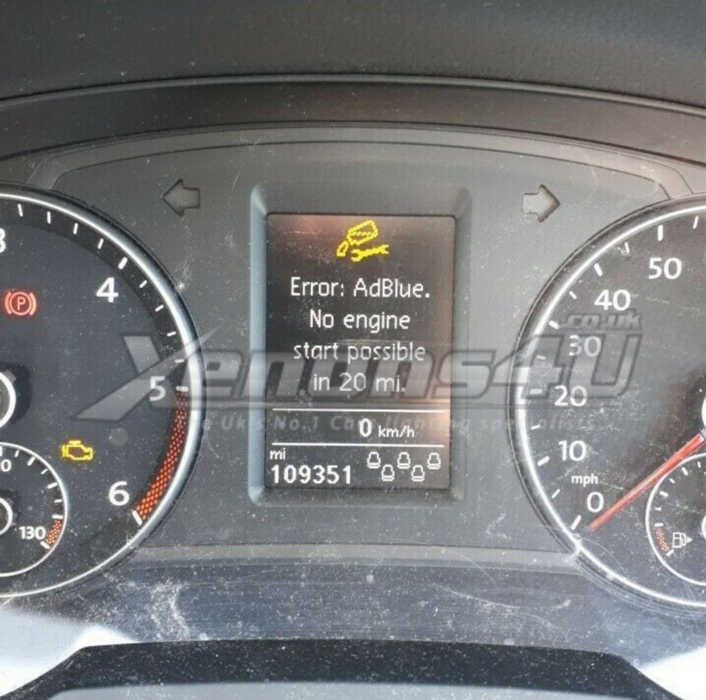 VW Audi Seat Skoda Error: Adblue. No Engine Start Possible In X Miles Mi -  Xenons4U Automotive Blogs