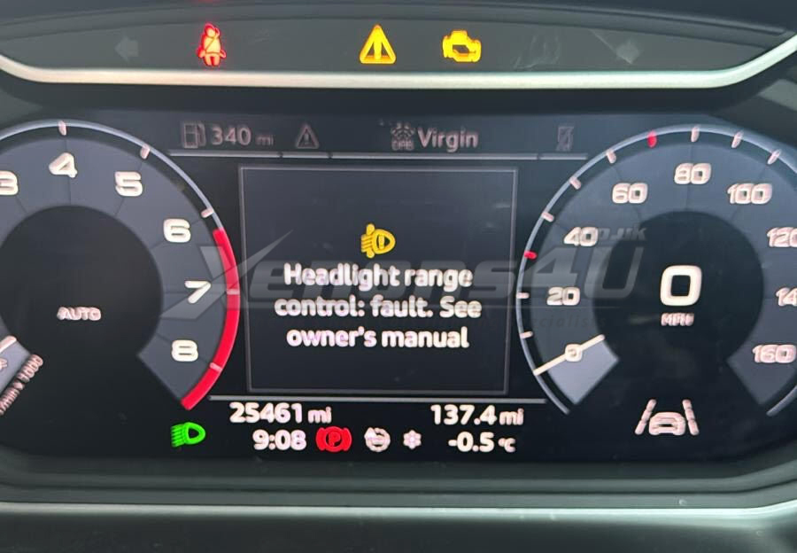 Headlight Range Control Fault. See Owner's Manual