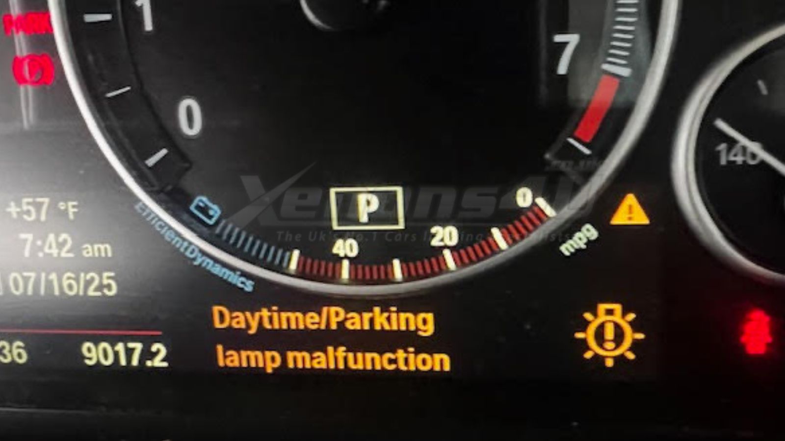 Daytime/parking lamp malfunction warning